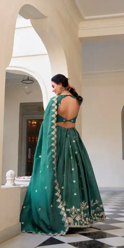 Teal Gold Crush Sequins Embroidery Work Lehenga Choli | Lehenga, Bollywood Lehenga, Creative Lehenga, Designer Lehenga, Embroidered Lehenga, Party Wear Lehenga