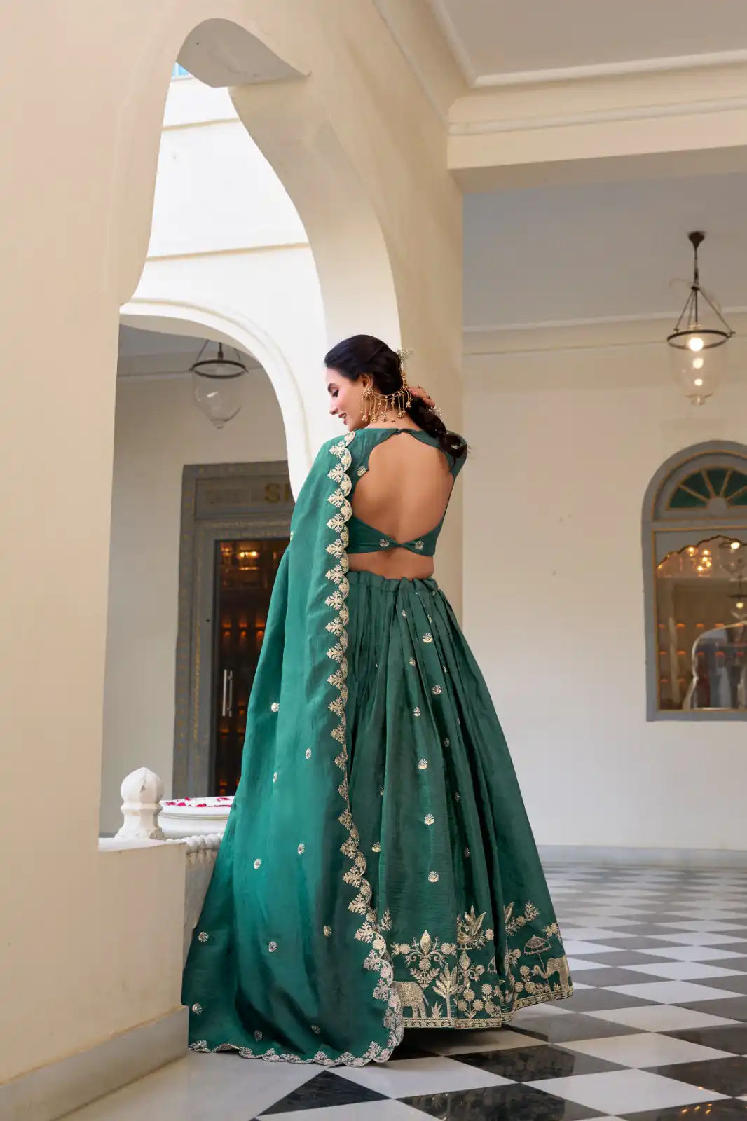 Teal Gold Crush Sequins Embroidery Work Lehenga Choli | Lehenga, Bollywood Lehenga, Creative Lehenga, Designer Lehenga, Embroidered Lehenga, Party Wear Lehenga