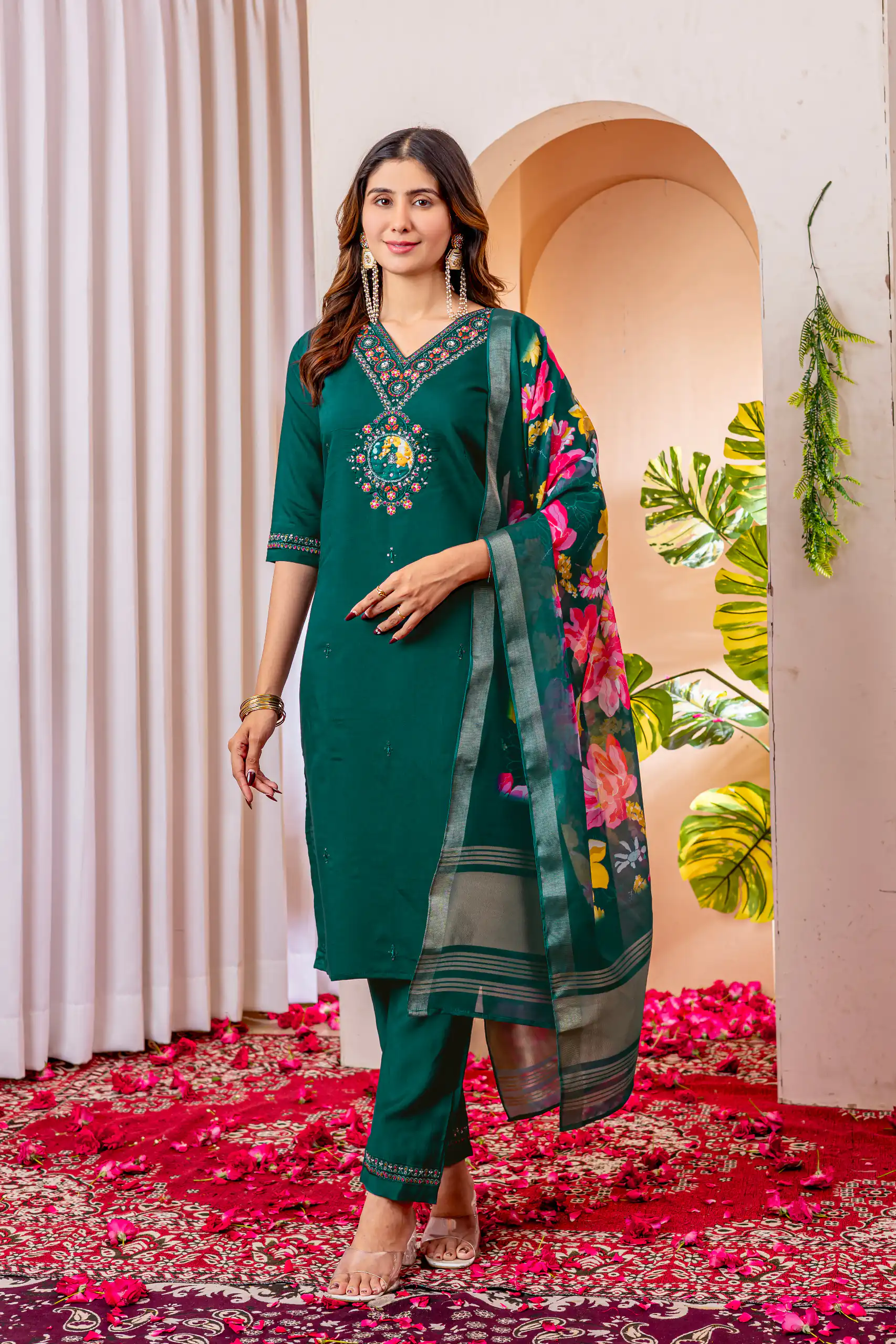 Teal Green Marina Silk Embroider Work Salwar Suit | Jump Suits, Salwar suit, Casual Suits, Creative suits, Designer Suits, Palazzo Suits, Party Wear Suits, Patiala Suits, Straight Suits