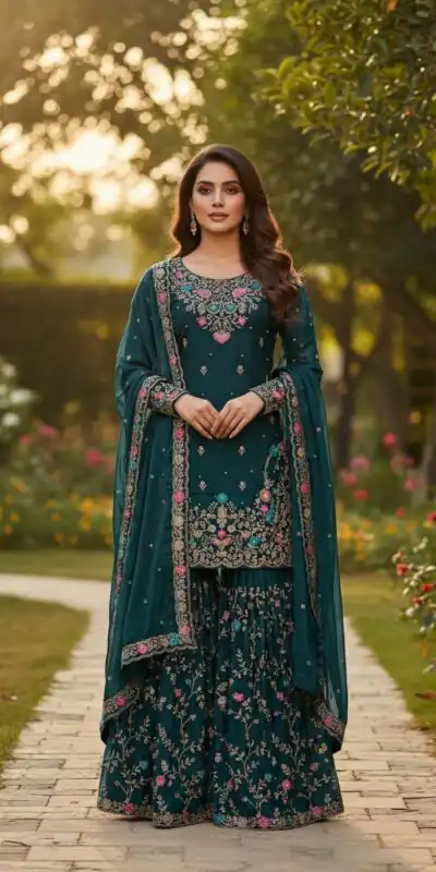 Teal Organza Silk Sequence Moti Work Salwar Suit | Jump Suits, Salwar suit, Casual Suits, Creative suits, Designer Suits, Palazzo Suits, Party Wear Suits, Patiala Suits, Straight Suits