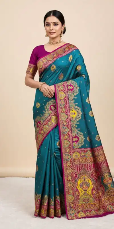 Teal Paithani Silk Border Lace Work Saree | Sarees, Bollywood Sarees, Creative Sarees, Designer Sarees, Embroidered Sarees, Ethnic Saree, Modern Digital sarees, Party Wear Sarees