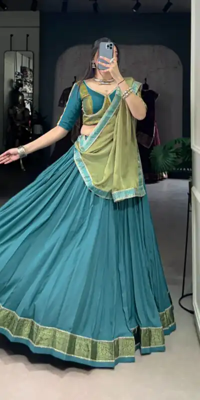 Teal Pure Rayon Zari Lace Work Lehenga Choli | Lehenga, Bollywood Lehenga, Creative Lehenga, Designer Lehenga, Embroidered Lehenga, Party Wear Lehenga