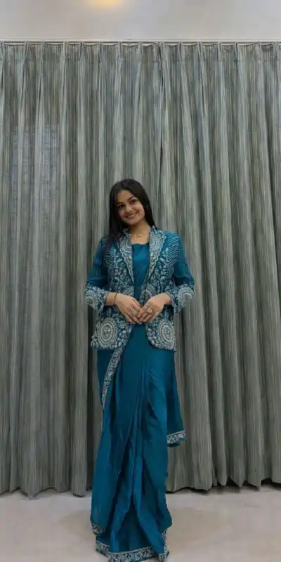 Teal Rangoli Silk Embroidery Work Saree | Sarees, Bollywood Sarees, Creative Sarees, Designer Sarees, Embroidered Sarees, Ethnic Saree, Modern Digital sarees, Party Wear Sarees