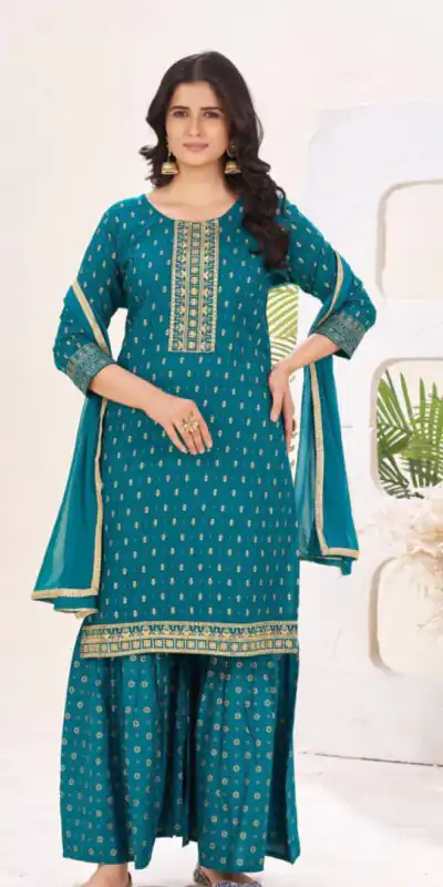 Teal Rayon Lace Embroidery Work Salwar Suit | Jump Suits, Salwar suit, Casual Suits, Creative suits, Designer Suits, Palazzo Suits, Party Wear Suits, Patiala Suits, Straight Suits