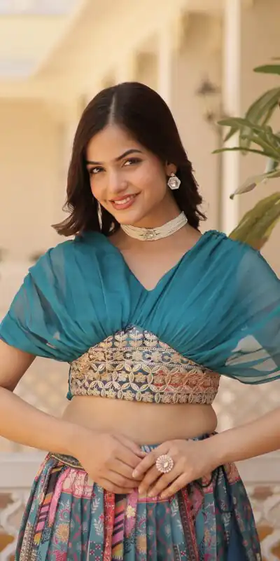 Teal Russian Silk Embroidery Work Lehenga Choli | Lehenga, Bollywood Lehenga, Creative Lehenga, Designer Lehenga, Embroidered Lehenga, Party Wear Lehenga