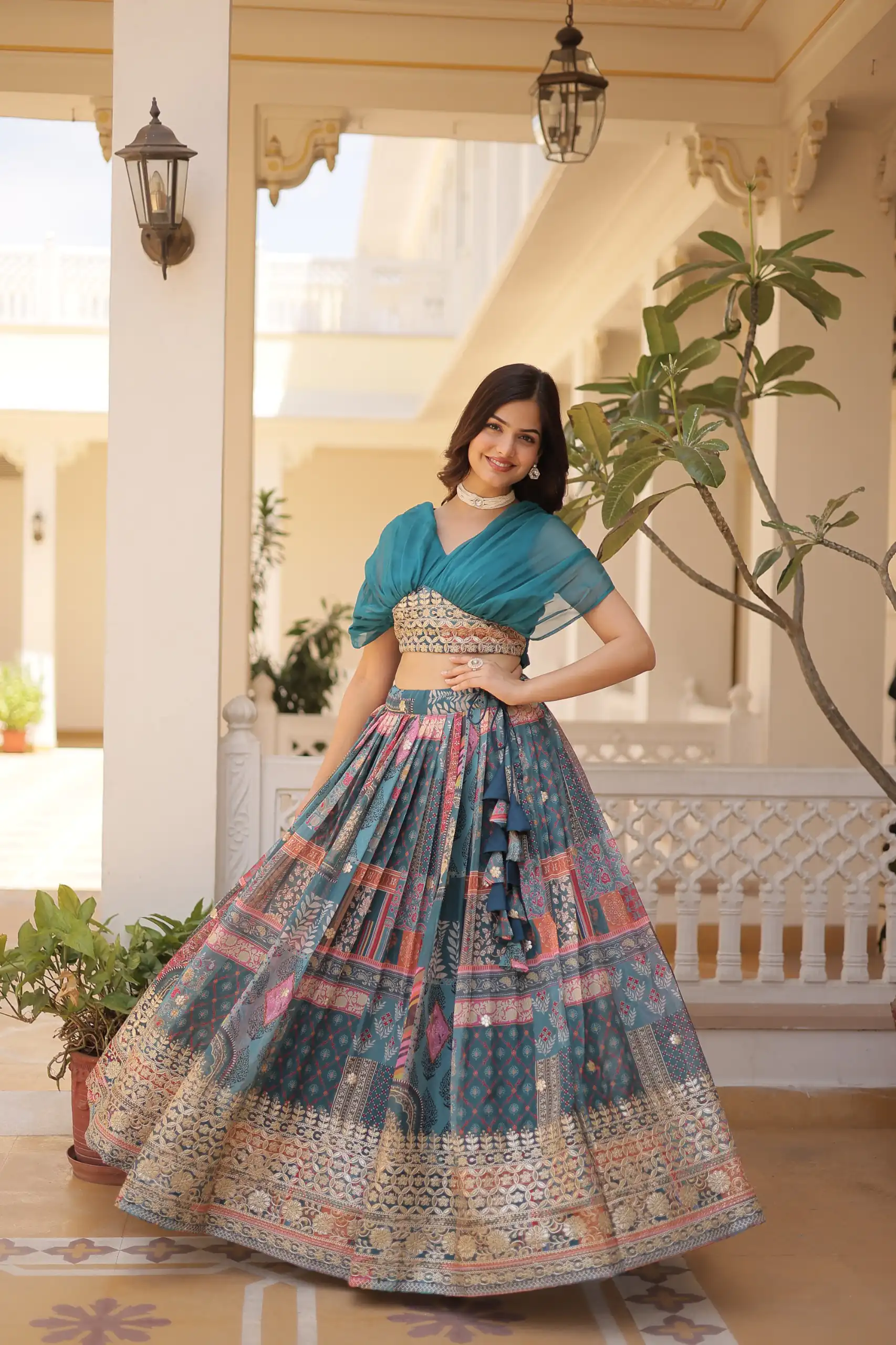 Teal Russian Silk Embroidery Work Lehenga Choli | Lehenga, Bollywood Lehenga, Creative Lehenga, Designer Lehenga, Embroidered Lehenga, Party Wear Lehenga