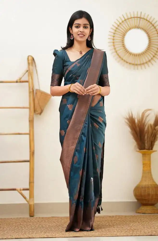 Teal Soft Lichi Silk Jacquard Rich Pallu Saree | Sarees, Bollywood Sarees, Creative Sarees, Designer Sarees, Embroidered Sarees, Ethnic Saree, Modern Digital sarees, Party Wear Sarees