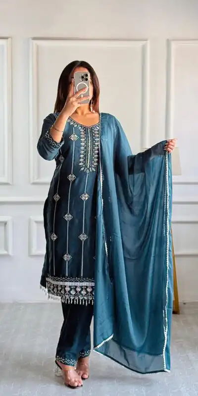 Teal Star Georgette Lace Work Salwar Suit | Jump Suits, Salwar suit, Casual Suits, Creative suits, Designer Suits, Palazzo Suits, Party Wear Suits, Patiala Suits, Straight Suits