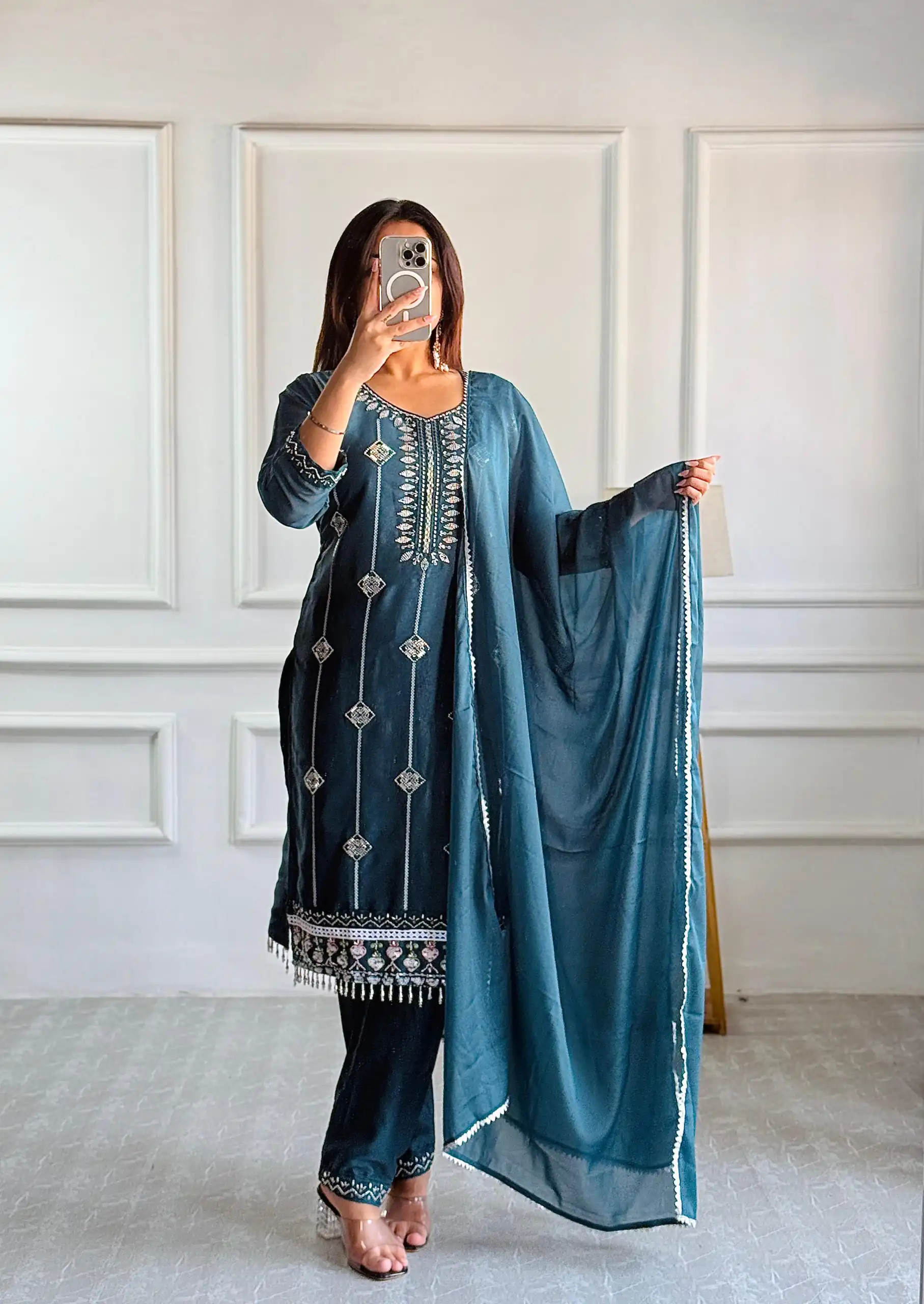 Teal Star Georgette Lace Work Salwar Suit | Jump Suits, Salwar suit, Casual Suits, Creative suits, Designer Suits, Palazzo Suits, Party Wear Suits, Patiala Suits, Straight Suits