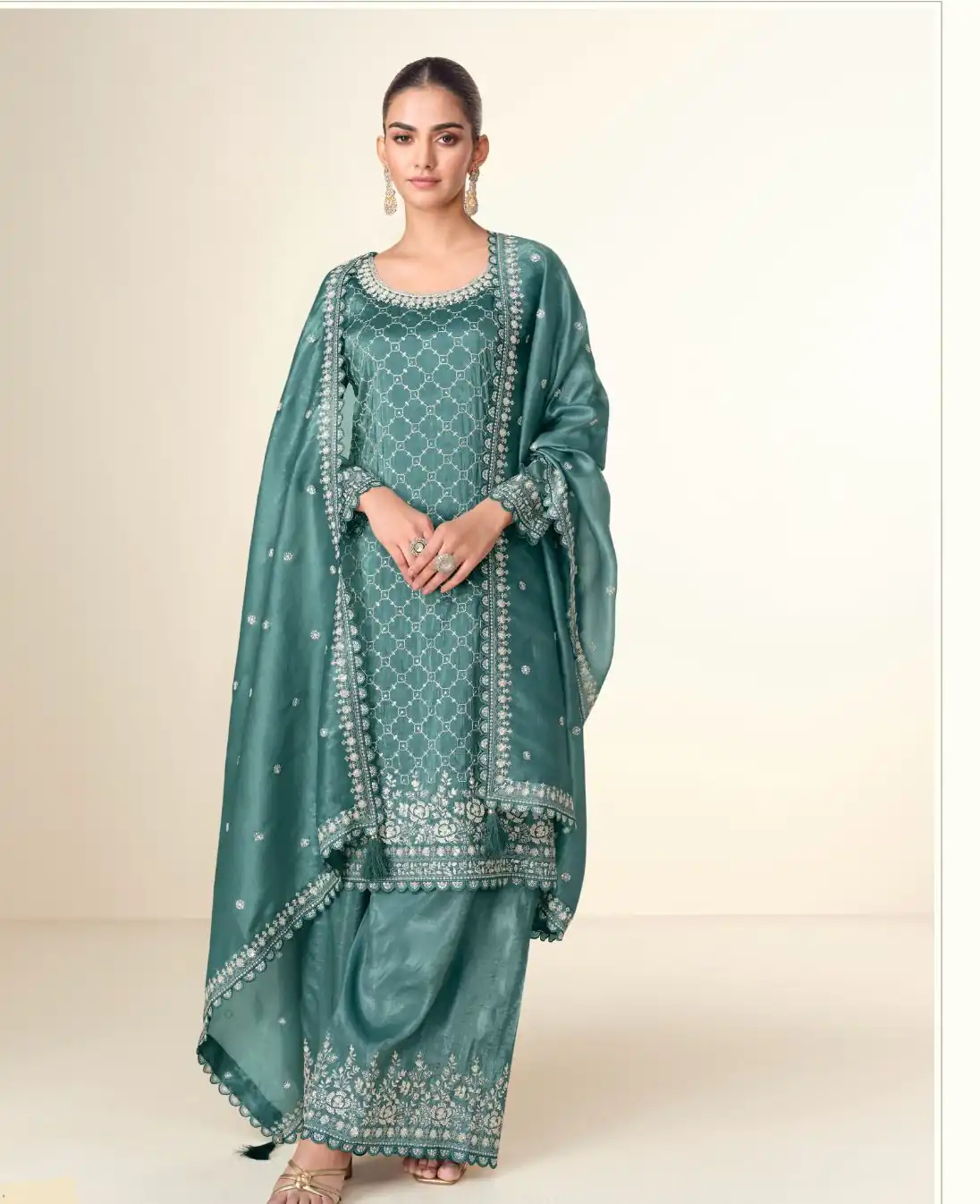 Teal Tissue Crush Embroidery Work Salwar Suit | Jump Suits, Salwar suit, Casual Suits, Creative suits, Designer Suits, Palazzo Suits, Party Wear Suits, Patiala Suits, Straight Suits