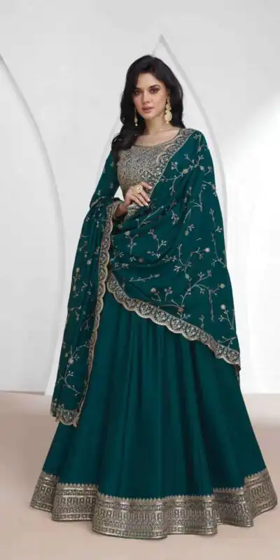 Teal Vichitra Embroidery Lace Work Salwar Suit | Jump Suits, Salwar suit, Casual Suits, Creative suits, Designer Suits, Palazzo Suits, Party Wear Suits, Patiala Suits, Straight Suits