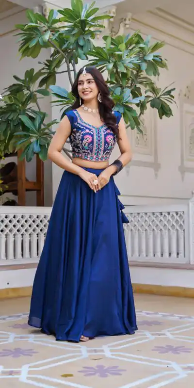 Teal Vichitra Embroidery Thread Work Lehenga Choli | Lehenga, Bollywood Lehenga, Creative Lehenga, Designer Lehenga, Embroidered Lehenga, Party Wear Lehenga