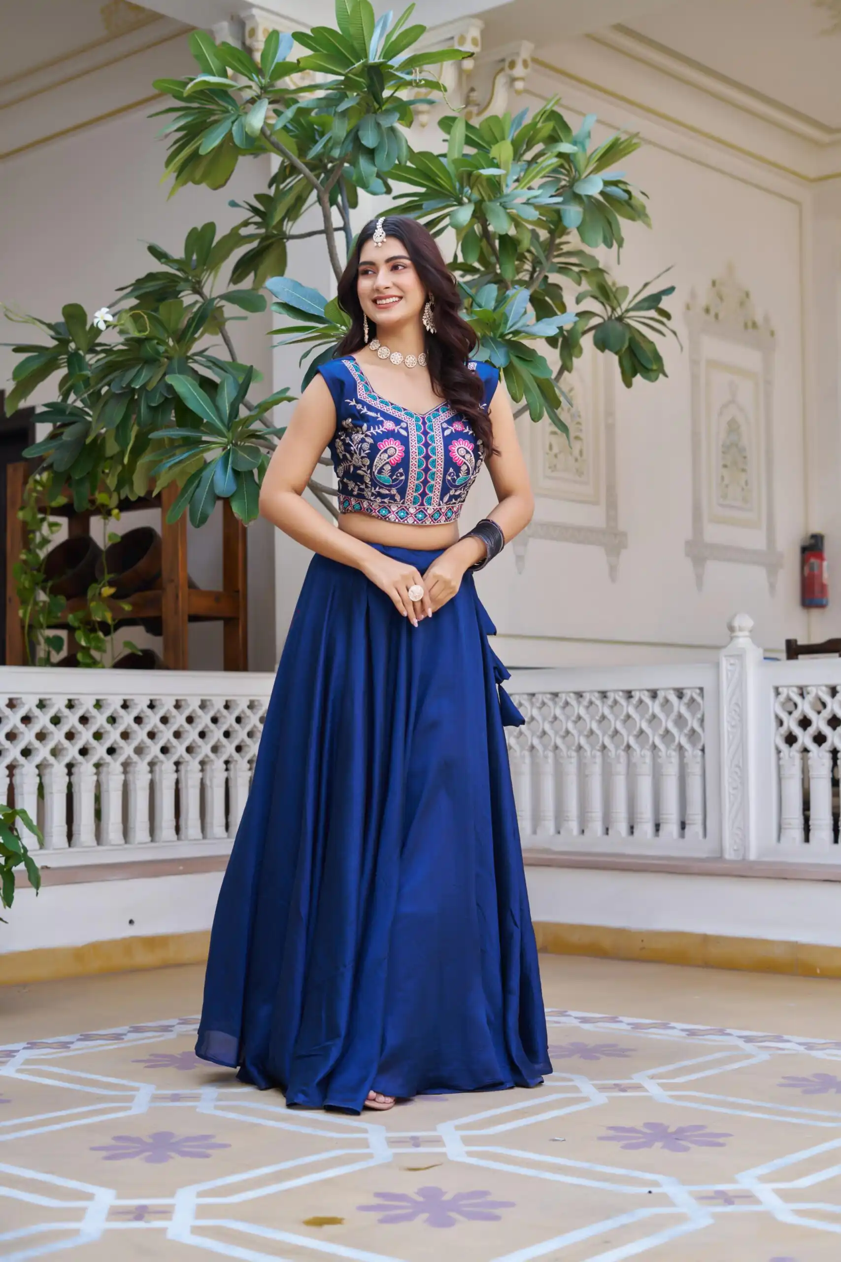 Teal Vichitra Embroidery Thread Work Lehenga Choli | Lehenga, Bollywood Lehenga, Creative Lehenga, Designer Lehenga, Embroidered Lehenga, Party Wear Lehenga