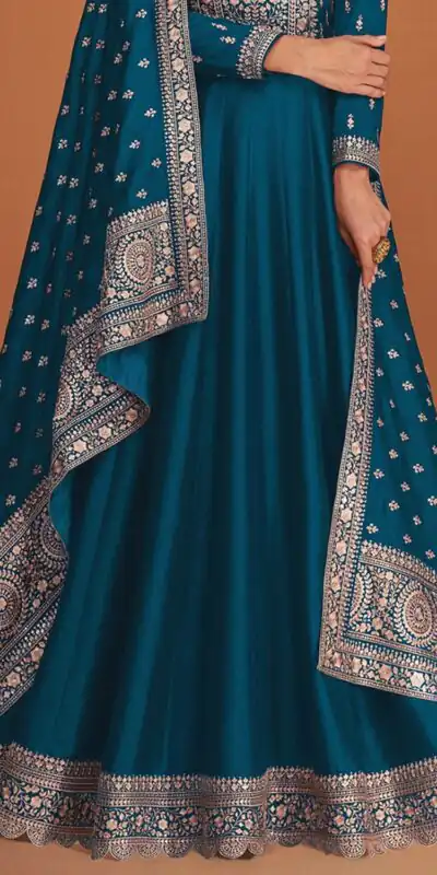 Teal Vichitra Embroidery Work Salwar Suit | Jump Suits, Salwar suit, Casual Suits, Creative suits, Designer Suits, Palazzo Suits, Party Wear Suits, Patiala Suits, Straight Suits