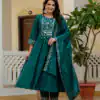 Teal Viscose Roman Silk Mirror Work Anarkali Suit | Anarkali Suits, Bollywood Anarkali, Creative-Anarkali, Designer Anarkali, Embroidered Anarkali, Party Wear Anarkali
