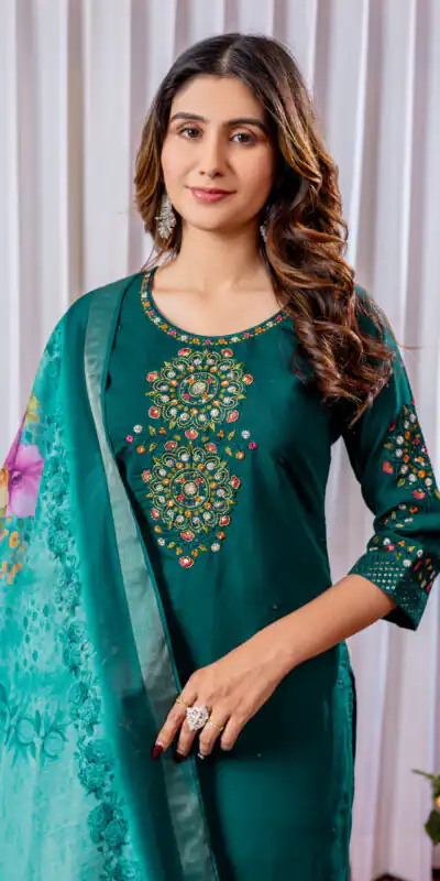 Teal Viscose Silk Thread Embroider Work Salwar Suit | Jump Suits, Salwar suit, Casual Suits, Creative suits, Designer Suits, Palazzo Suits, Party Wear Suits, Patiala Suits, Straight Suits