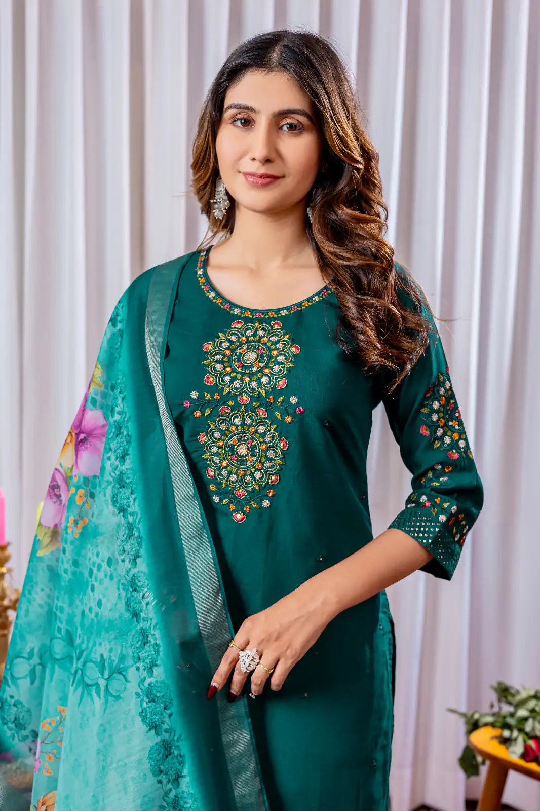 Teal Viscose Silk Thread Embroider Work Salwar Suit | Jump Suits, Salwar suit, Casual Suits, Creative suits, Designer Suits, Palazzo Suits, Party Wear Suits, Patiala Suits, Straight Suits