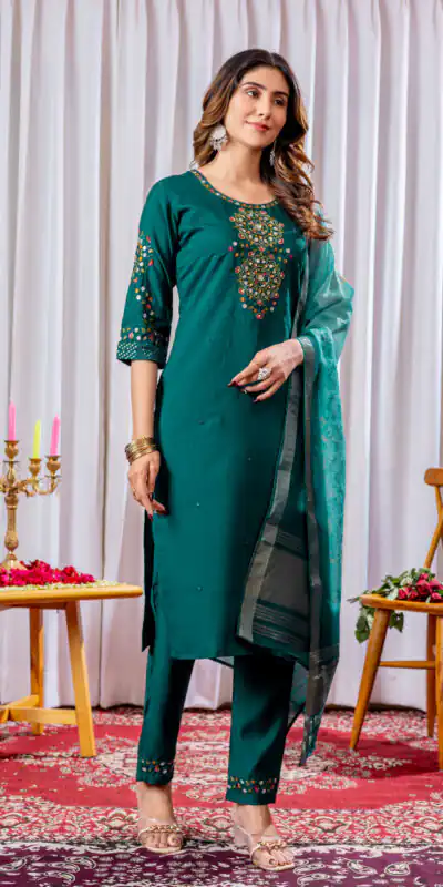 Teal Viscose Silk Thread Embroider Work Salwar Suit | Jump Suits, Salwar suit, Casual Suits, Creative suits, Designer Suits, Palazzo Suits, Party Wear Suits, Patiala Suits, Straight Suits