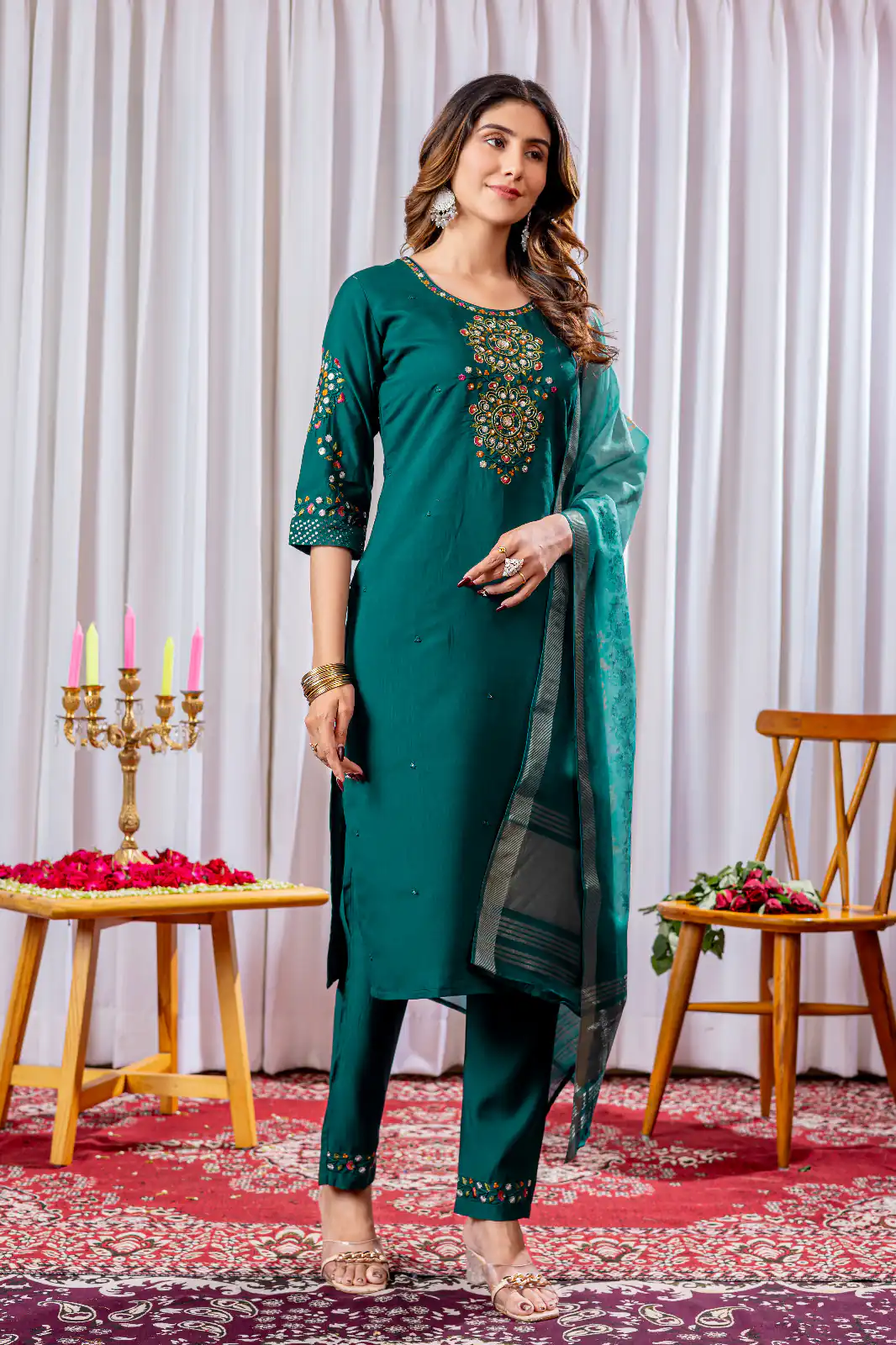 Teal Viscose Silk Thread Embroider Work Salwar Suit | Jump Suits, Salwar suit, Casual Suits, Creative suits, Designer Suits, Palazzo Suits, Party Wear Suits, Patiala Suits, Straight Suits