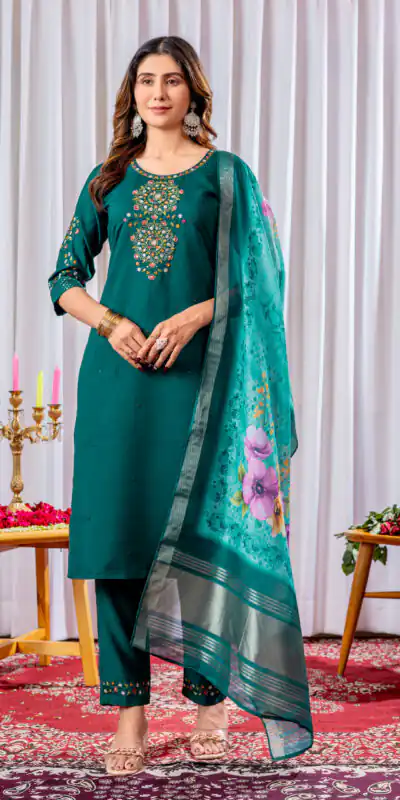 Teal Viscose Silk Thread Embroider Work Salwar Suit | Jump Suits, Salwar suit, Casual Suits, Creative suits, Designer Suits, Palazzo Suits, Party Wear Suits, Patiala Suits, Straight Suits