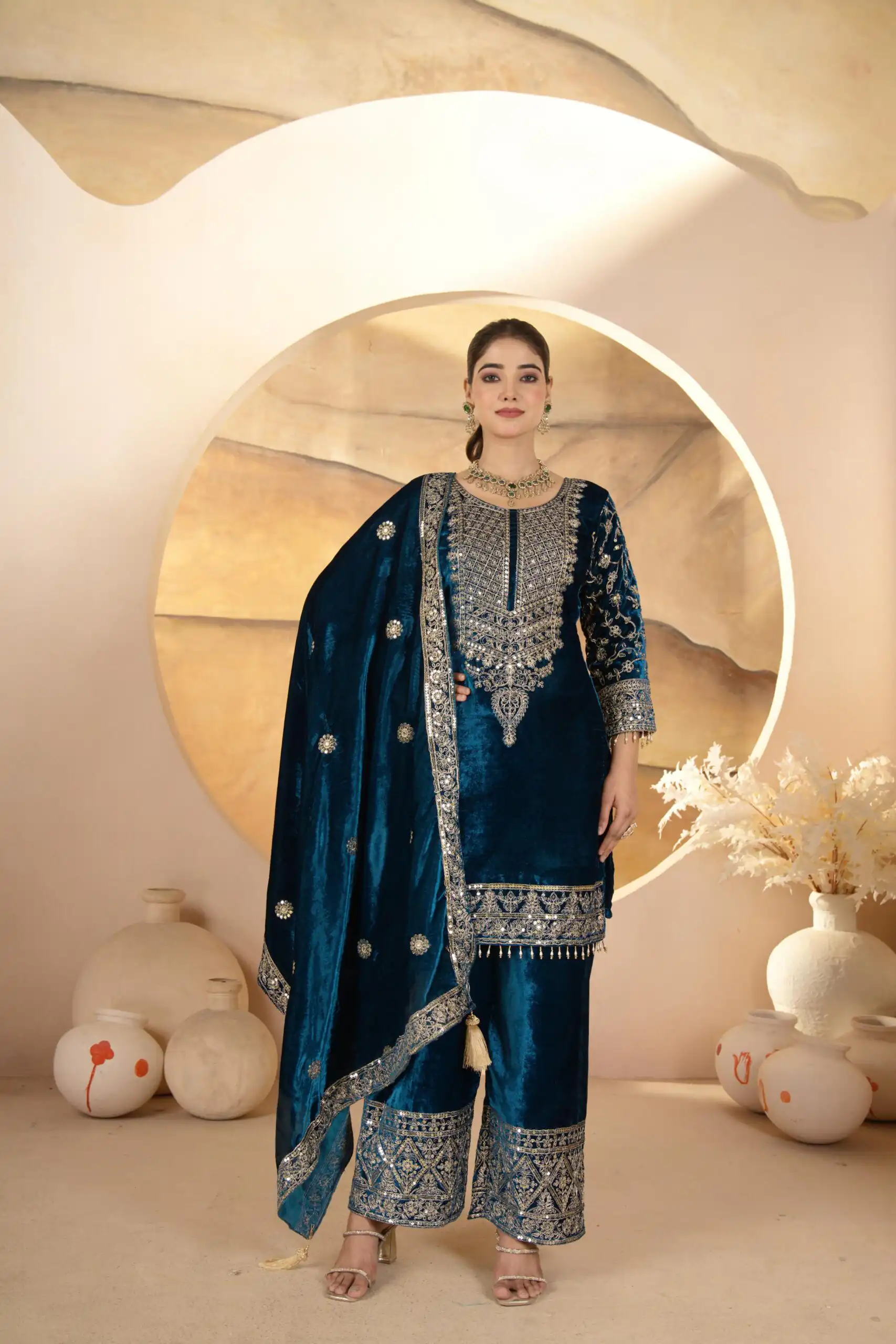 Teal Viscose Velvet With Sequence Work Salwar Suit | Jump Suits, Salwar suit, Casual Suits, Creative suits, Designer Suits, Palazzo Suits, Party Wear Suits, Patiala Suits, Straight Suits