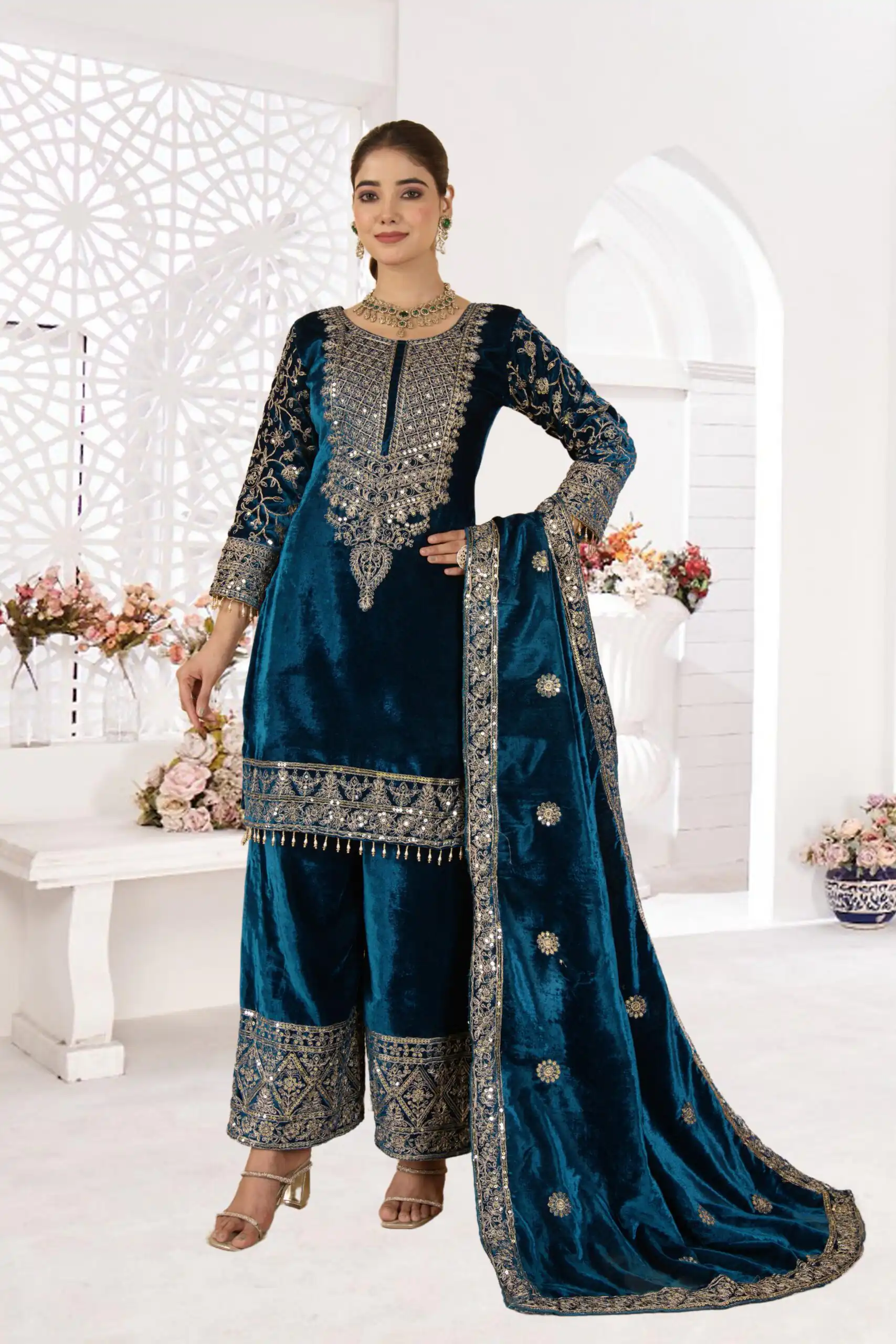 Teal Viscose Velvet With Sequence Work Salwar Suit | Jump Suits, Salwar suit, Casual Suits, Creative suits, Designer Suits, Palazzo Suits, Party Wear Suits, Patiala Suits, Straight Suits