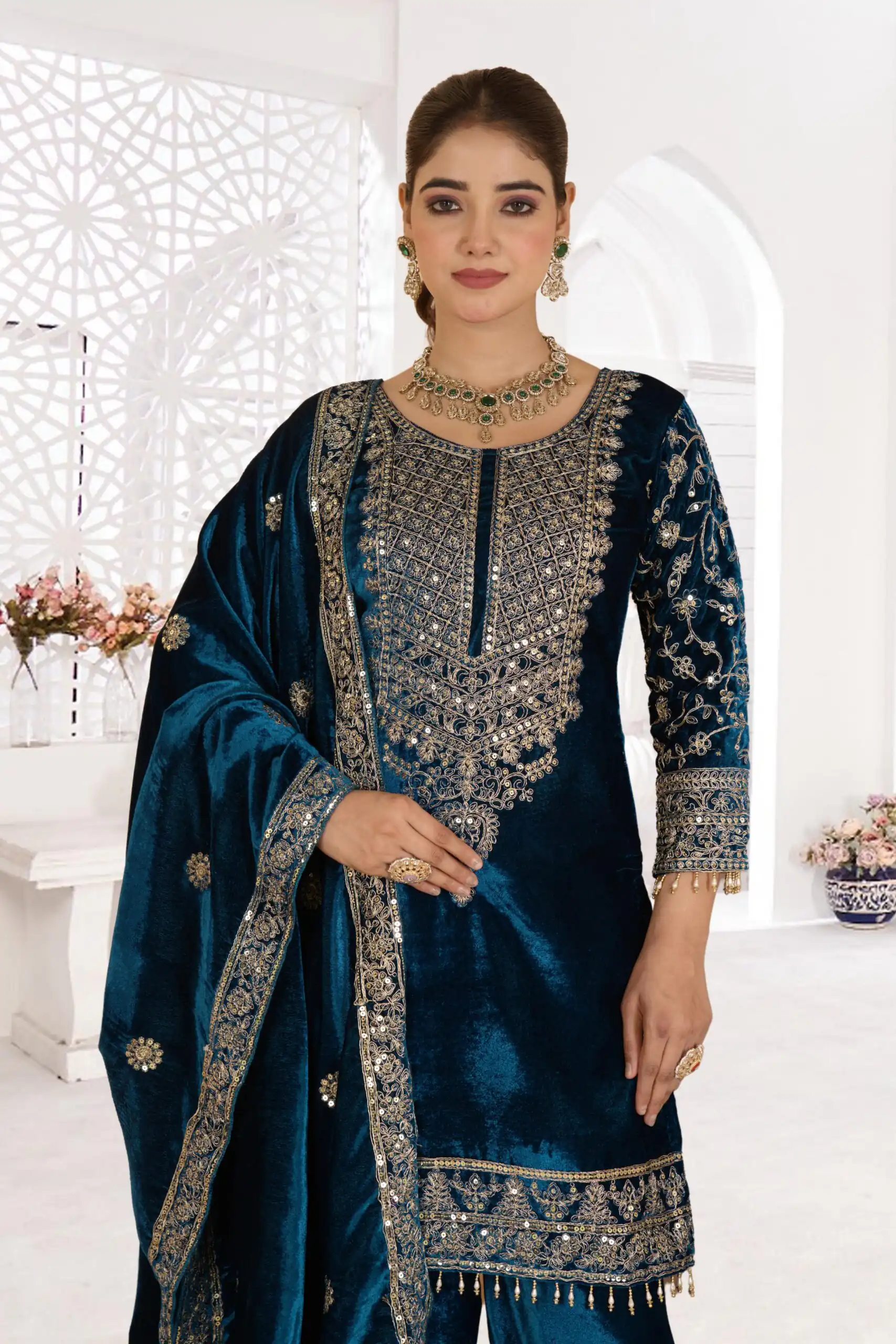 Teal Viscose Velvet With Sequence Work Salwar Suit | Jump Suits, Salwar suit, Casual Suits, Creative suits, Designer Suits, Palazzo Suits, Party Wear Suits, Patiala Suits, Straight Suits