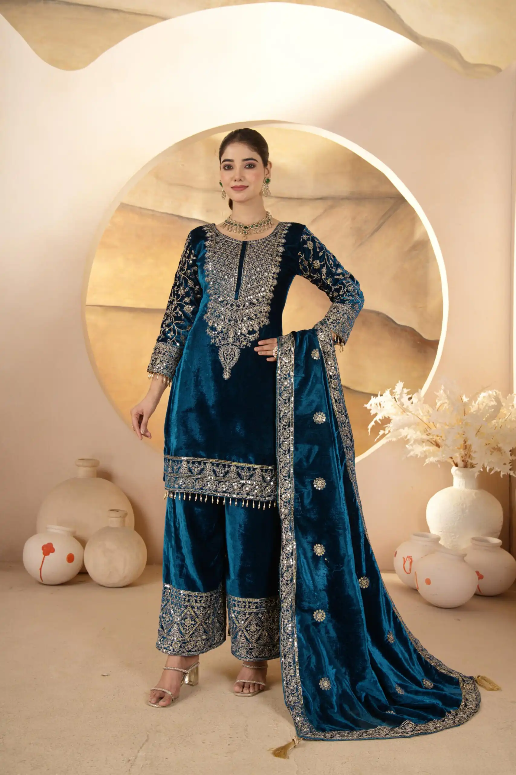 Teal Viscose Velvet With Sequence Work Salwar Suit | Jump Suits, Salwar suit, Casual Suits, Creative suits, Designer Suits, Palazzo Suits, Party Wear Suits, Patiala Suits, Straight Suits