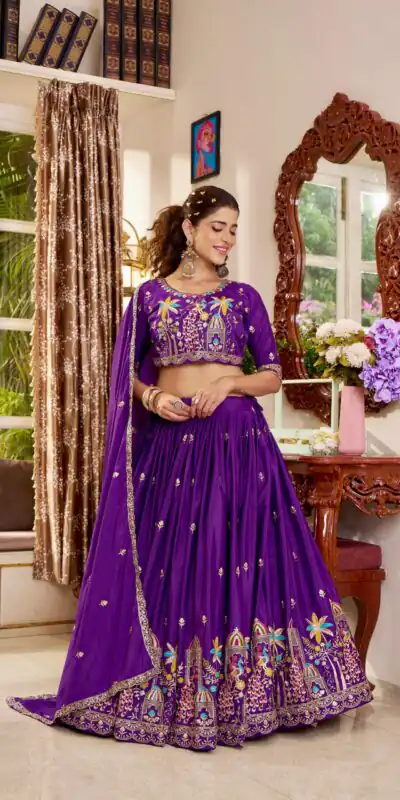 Ram 178 Purple Color Pure Crap Silk Lehenga Choli with Embroidery Work. Best Price ₹2549. Delivery 4-6 Working Days. Shop now. | Lehenga, Bollywood Lehenga, Creative Lehenga, Designer Lehenga, Embroidered Lehenga, Party Wear Lehenga