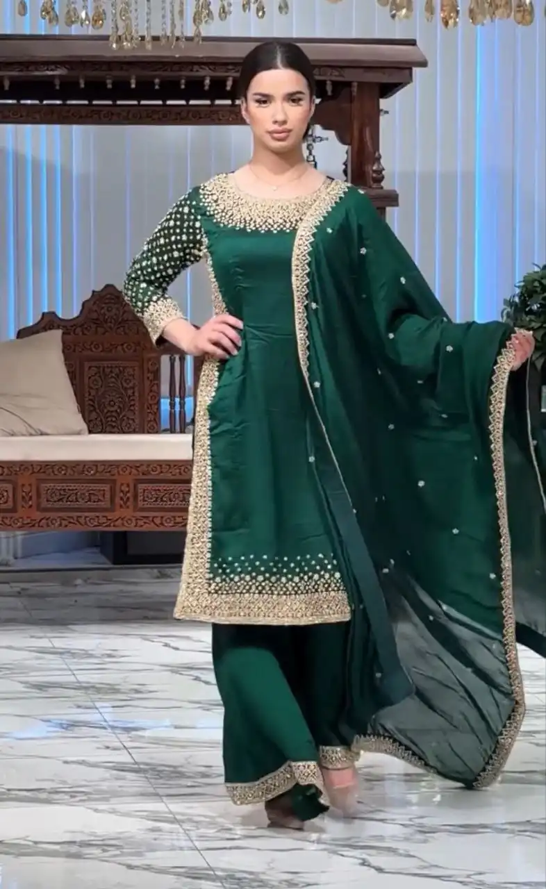 ZB 5056 Green in Color Natural Crepe Embroidery Work Salwar Suit . Wedding, Party, Festive, Events, Get it for ₹2199. Delivery 4-6 Working Days. Shop now. | Jump Suits, Salwar suit, Casual Suits, Creative suits, Designer Suits, Palazzo Suits, Party Wear Suits, Patiala Suits, Straight Suits