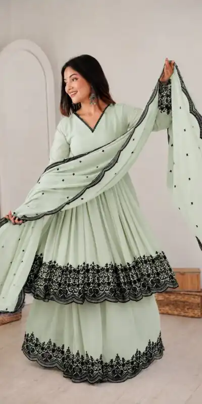 SP 71 Pista Faux Georgette Salwar Suit with Embroidery Work. Available at ₹2499 only. Delivery 4-6 Working Days. Shop now. | Jump Suits, Salwar suit, Casual Suits, Creative suits, Designer Suits, Palazzo Suits, Party Wear Suits, Patiala Suits, Straight Suits