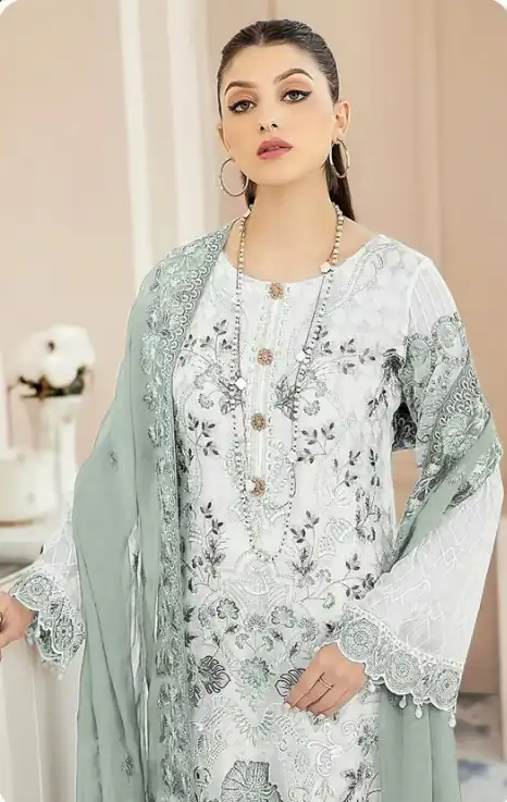 White & Blue Georgette Embroidery Salwar Suit | Salwar suit, Casual Suits, Creative suits, Designer Suits, Palazzo Suits, Party Wear Suits, Patiala Suits, Straight Suits
