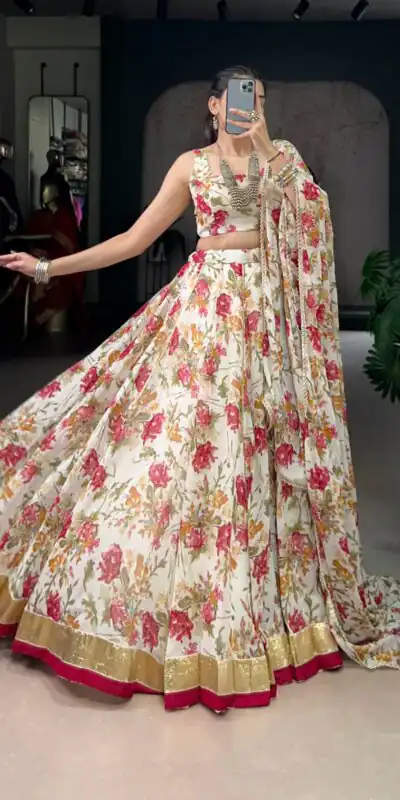 White Chiffon Embossed Lehenga Choli | Lehenga, Bollywood Lehenga, Creative Lehenga, Designer Lehenga, Embroidered Lehenga, Party Wear Lehenga
