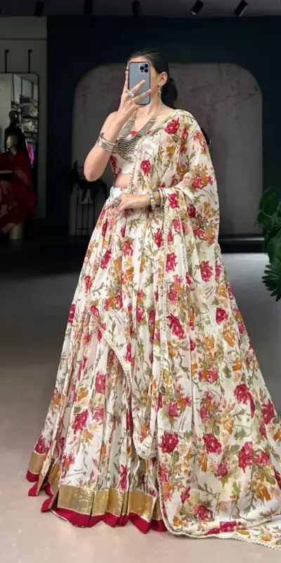 White Chiffon Embossed Lehenga Choli | Lehenga, Bollywood Lehenga, Creative Lehenga, Designer Lehenga, Embroidered Lehenga, Party Wear Lehenga