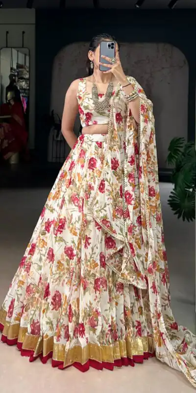 White Chiffon Embossed Lehenga Choli | Lehenga, Bollywood Lehenga, Creative Lehenga, Designer Lehenga, Embroidered Lehenga, Party Wear Lehenga