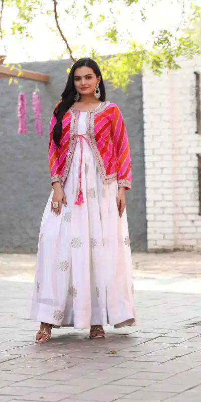 White Chinon Cording Sequence Embroidery Work Anarkali Gown | Gowns, Bollywood Gowns, Creative Gowns, Designer Gowns, Embroidered Gowns, Party Wear Gowns, Straight Suits