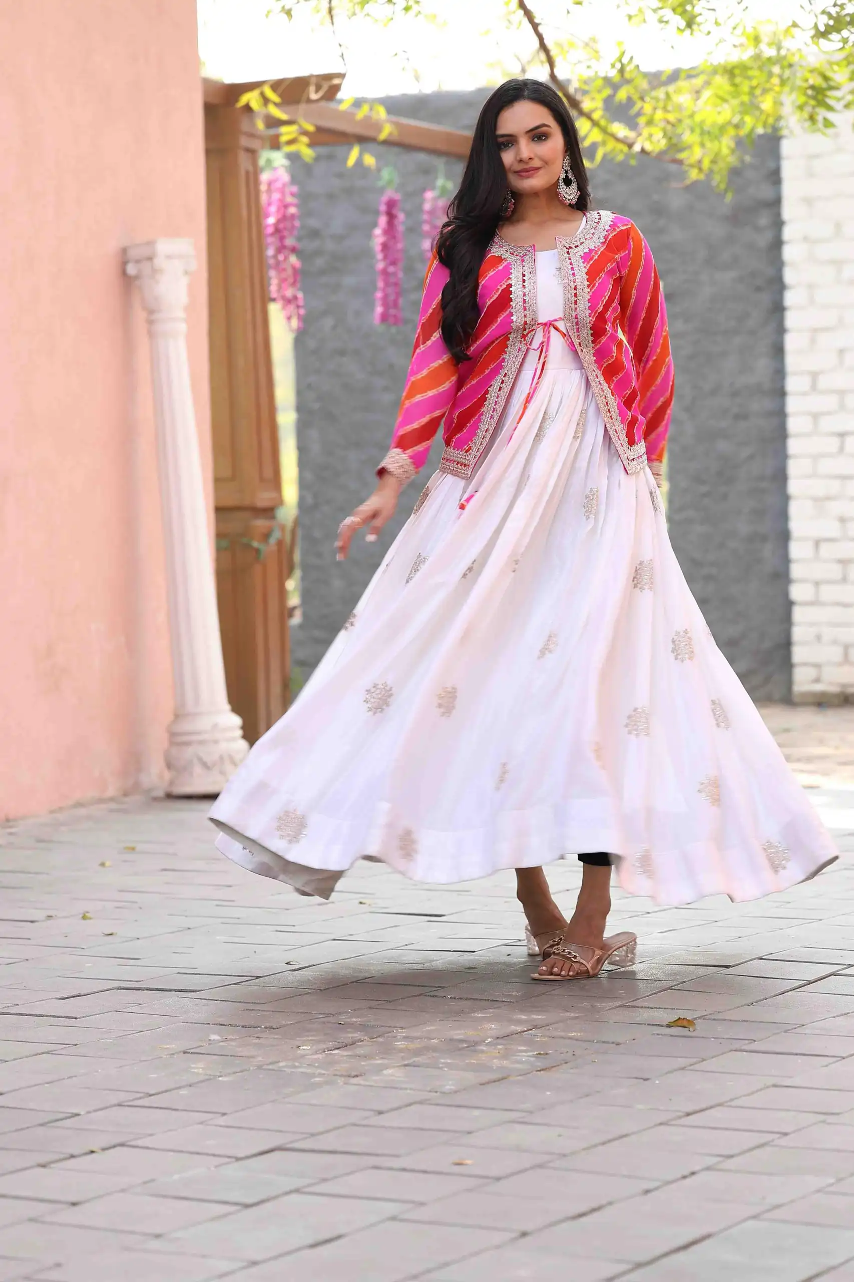 White Chinon Cording Sequence Embroidery Work Anarkali Gown | Gowns, Bollywood Gowns, Creative Gowns, Designer Gowns, Embroidered Gowns, Party Wear Gowns, Straight Suits
