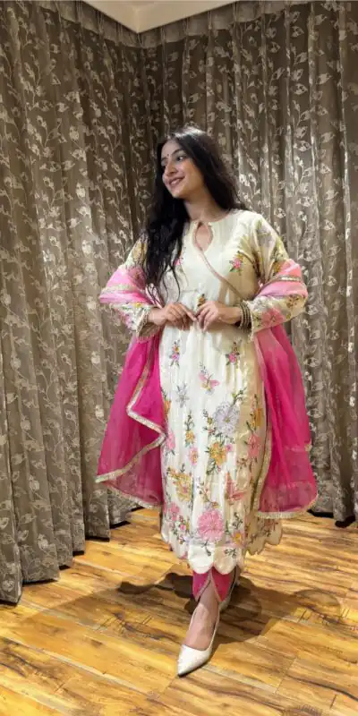 White Chinon Embroidery Lace Work Salwar Suit | Jump Suits, Tops & Bottoms, Track Suits, Salwar suit, Casual Suits, Creative suits, Designer Suits, Palazzo Suits, Party Wear Suits, Patiala Suits, Straight Suits, Trendy Wear