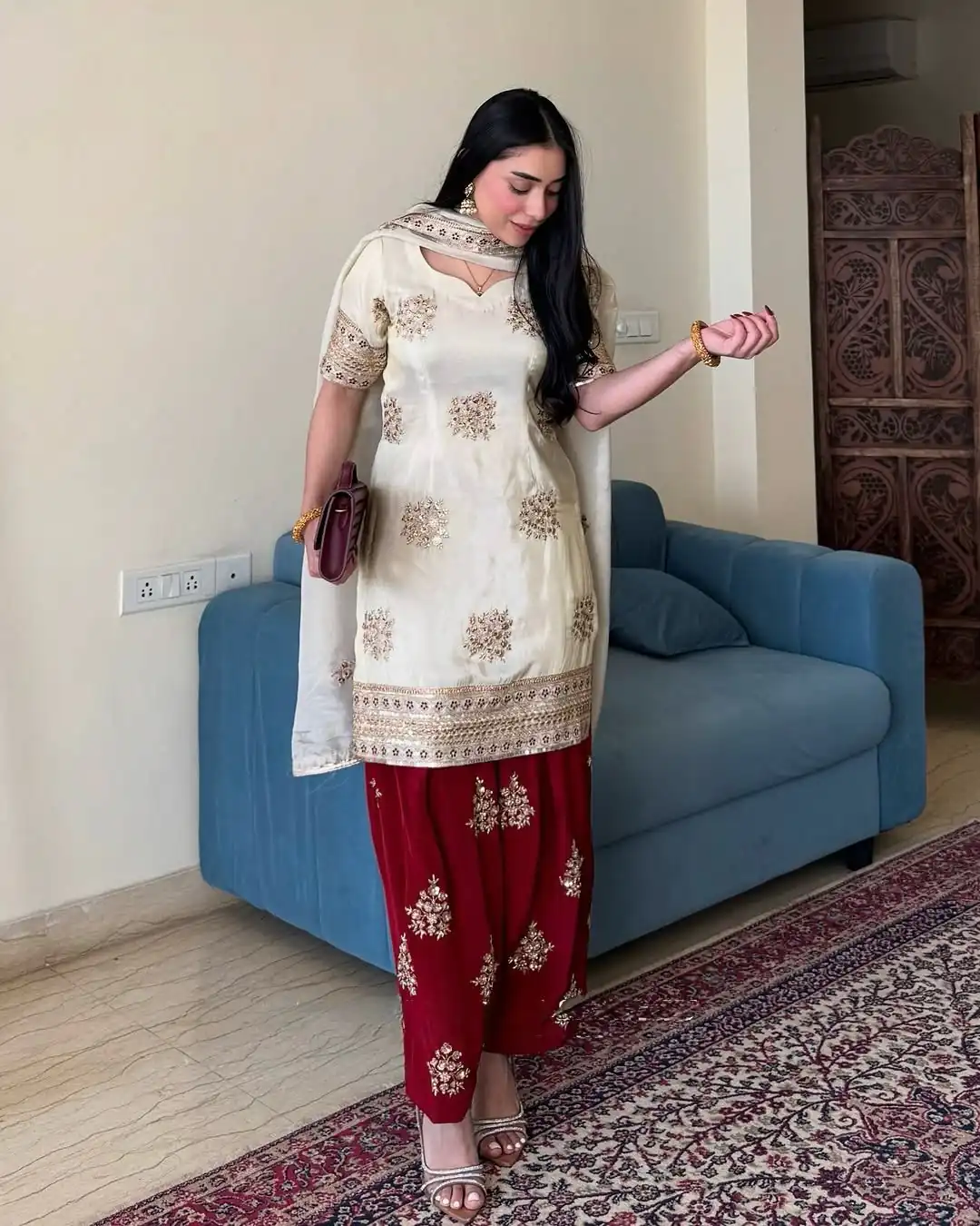 White Chinon Silk With Embroidery Work Salwar Suit | Jump Suits, Salwar suit, Casual Suits, Creative suits, Designer Suits, Palazzo Suits, Party Wear Suits, Patiala Suits, Straight Suits