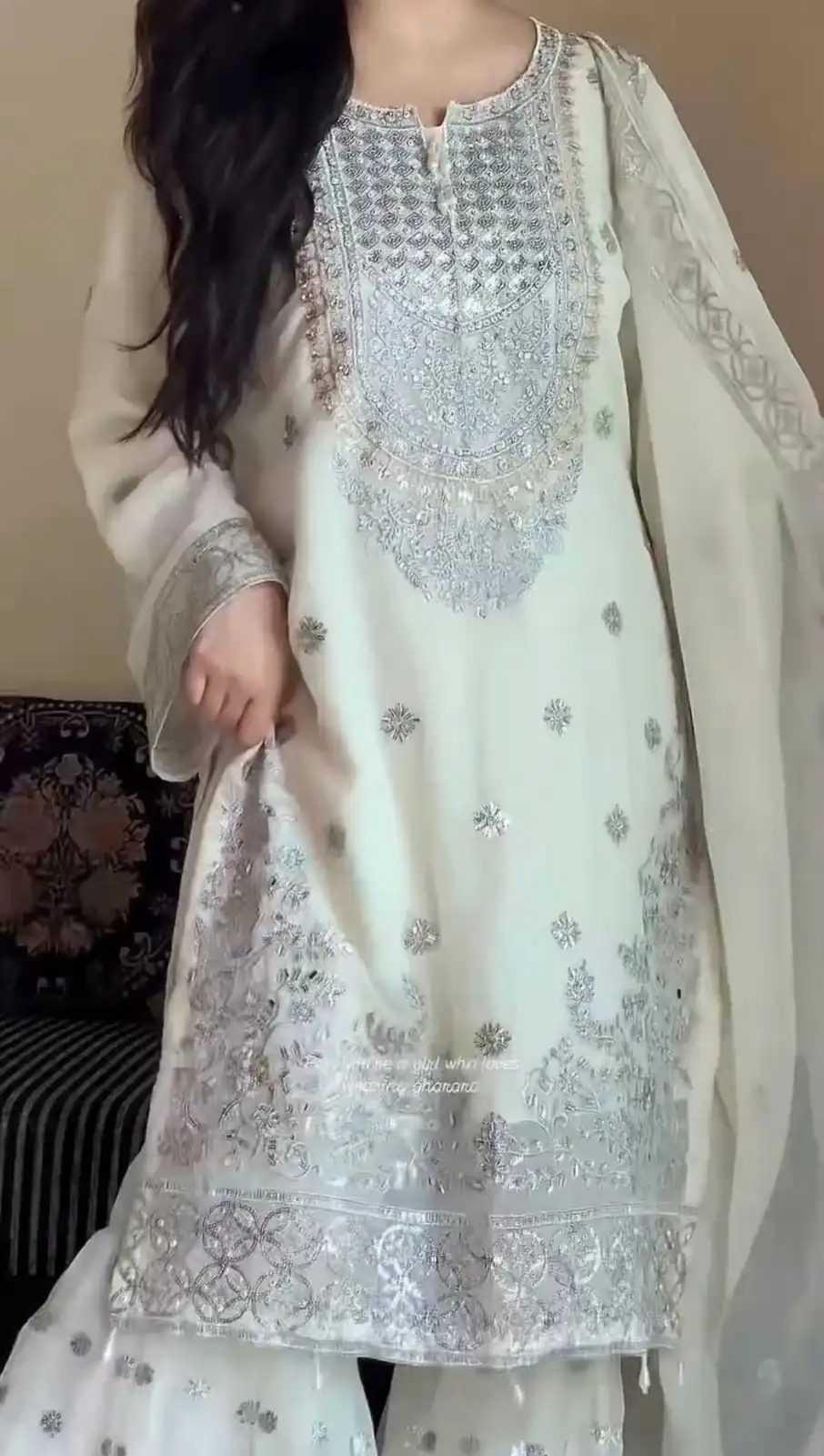 White Faux Georgette Sequence Work Salwar Suit | Jump Suits, Salwar suit, Casual Suits, Creative suits, Designer Suits, Palazzo Suits, Party Wear Suits, Patiala Suits, Straight Suits