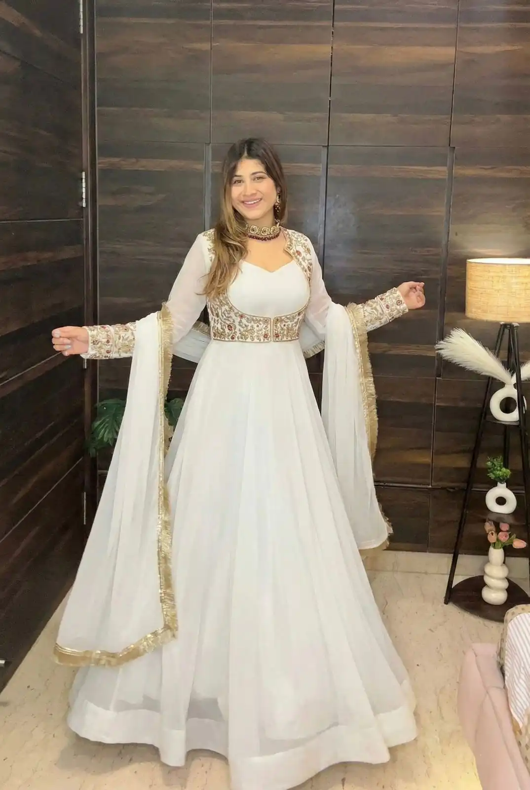 White Faux Georgette With Embroider Work Salwar Suit | Jump Suits, Salwar suit, Casual Suits, Creative suits, Designer Suits, Palazzo Suits, Party Wear Suits, Patiala Suits, Straight Suits