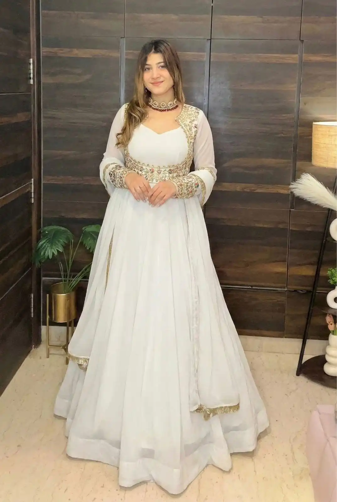 White Faux Georgette With Embroider Work Salwar Suit | Jump Suits, Salwar suit, Casual Suits, Creative suits, Designer Suits, Palazzo Suits, Party Wear Suits, Patiala Suits, Straight Suits