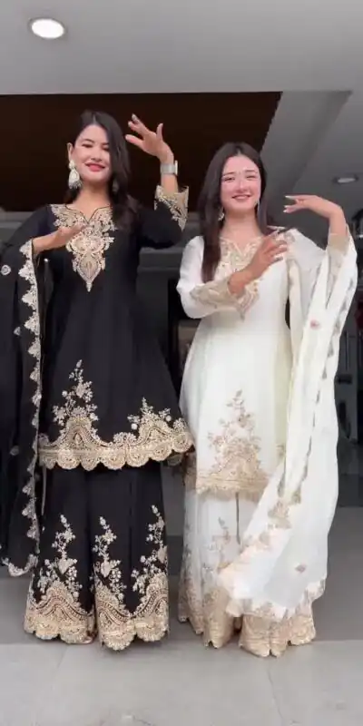 White fox Georgette Embroidery Work Salwar Suit | Jump Suits, Tops & Bottoms, Track Suits, Salwar suit, Casual Suits, Creative suits, Designer Suits, Palazzo Suits, Party Wear Suits, Patiala Suits, Straight Suits, Trendy Wear