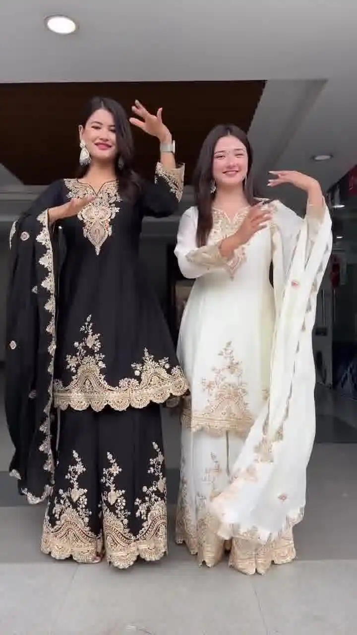 White fox Georgette Embroidery Work Salwar Suit | Jump Suits, Tops & Bottoms, Track Suits, Salwar suit, Casual Suits, Creative suits, Designer Suits, Palazzo Suits, Party Wear Suits, Patiala Suits, Straight Suits, Trendy Wear