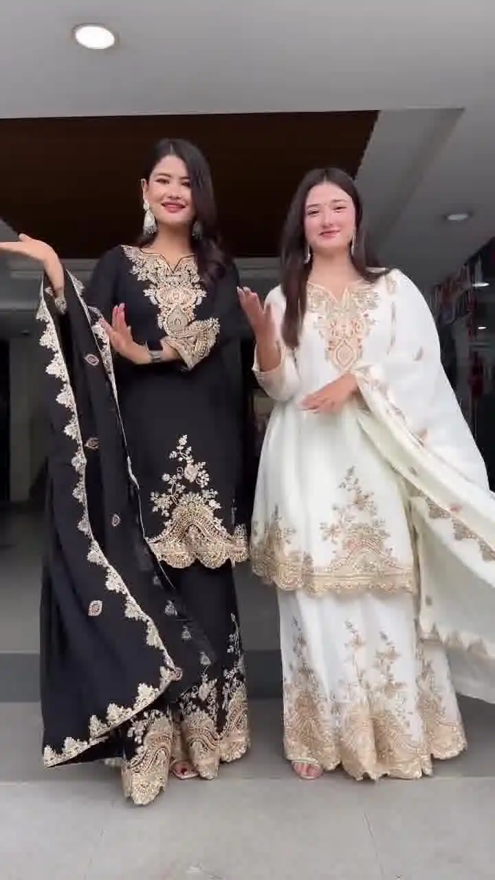 White fox Georgette Embroidery Work Salwar Suit | Jump Suits, Tops & Bottoms, Track Suits, Salwar suit, Casual Suits, Creative suits, Designer Suits, Palazzo Suits, Party Wear Suits, Patiala Suits, Straight Suits, Trendy Wear