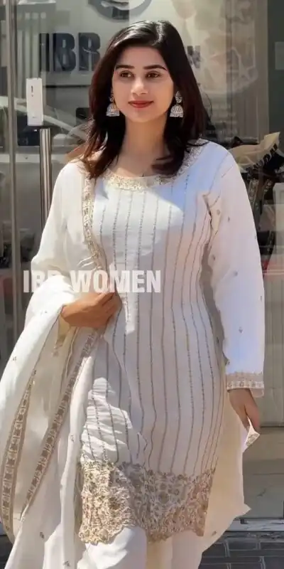 White Fox Georgette Thread Work Salwar Suit | Jump Suits, Tops & Bottoms, Track Suits, Salwar suit, Casual Suits, Creative suits, Designer Suits, Palazzo Suits, Party Wear Suits, Patiala Suits, Straight Suits, Trendy Wear