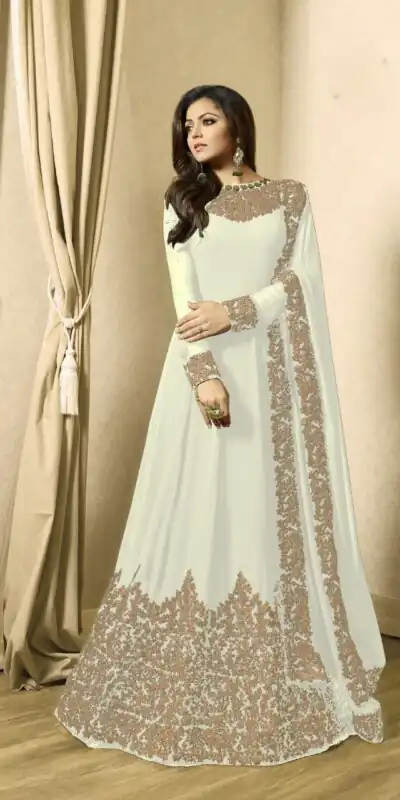 White Georgette Cording Sharara Suit | Jump Suits, Salwar suit, Casual Suits, Creative suits, Designer Suits, Palazzo Suits, Party Wear Suits, Patiala Suits, Straight Suits