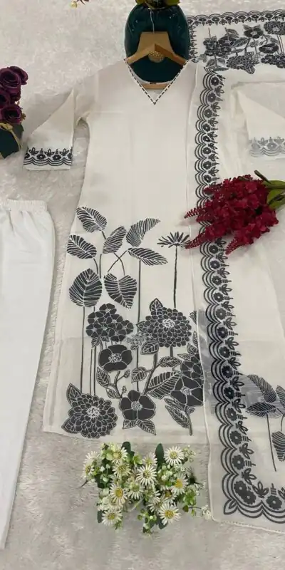 White Georgette Digital Print Salwar Suit | Jump Suits, Salwar suit, Casual Suits, Creative suits, Designer Suits, Palazzo Suits, Party Wear Suits, Patiala Suits, Straight Suits