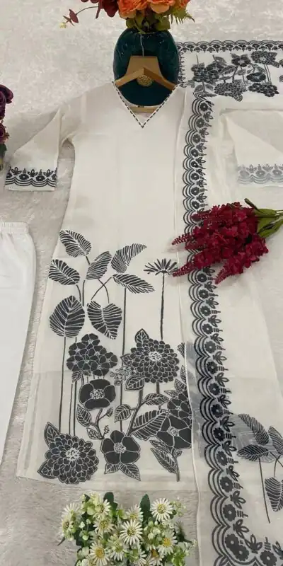 White Georgette Digital Print Salwar Suit | Jump Suits, Salwar suit, Casual Suits, Creative suits, Designer Suits, Palazzo Suits, Party Wear Suits, Patiala Suits, Straight Suits