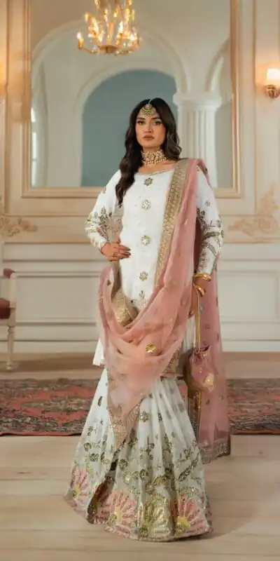White Georgette Sequence Work Salwar Suit | Jump Suits, Salwar suit, Casual Suits, Creative suits, Designer Suits, Palazzo Suits, Party Wear Suits, Patiala Suits, Straight Suits